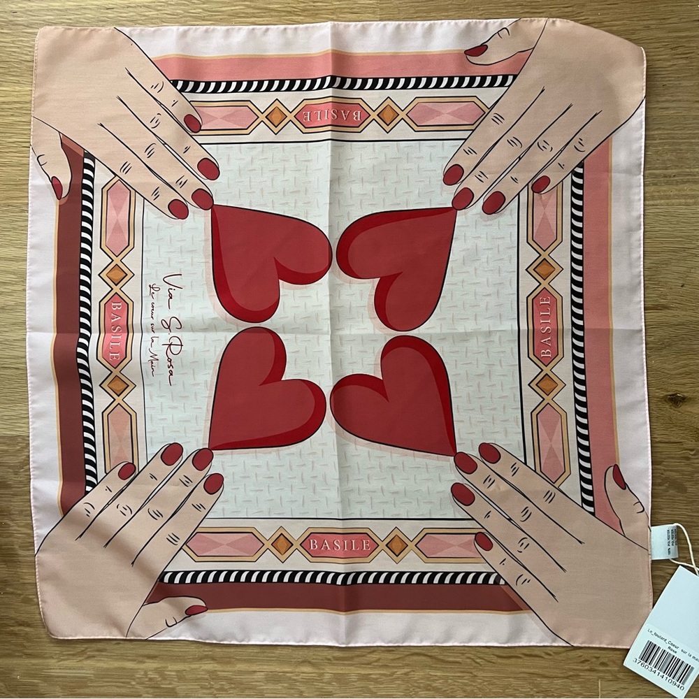 Basile Heart Print Scarf | LE FOULARD CŒUR SUR LA | French Scarf NWT